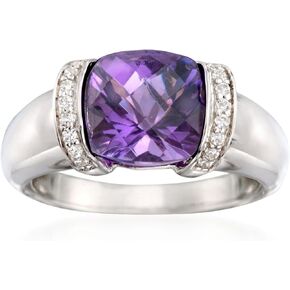 Ross-Simons 2.80 Carat Amethyst and .10 ct. t.w. CZ Ring in Sterling Silver in Saudi Arabia