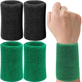 6 Inch Wrist Sweatbands Tennis Wrist Bands Absorbent Sweat Band for Men and Women Sport Long Wrist Bands, Breathable Cotton Athletic Sweatbands for Basketball, Workout, Running (4 Pack) -Light Camel in Kuwait