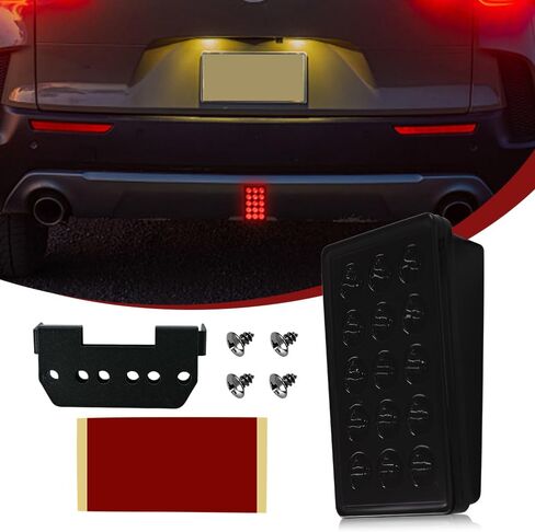 F1 Style Brake Light 12V Universal Rear Tail Lights 15 LED Rectangle Flash Lamp Warning Pilot Tailer Lights IP68 Waterproof Exterior Accessories for Car SUV Motorcycle(Black) in Kuwait