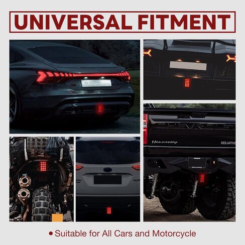 F1 Style Brake Light 12V Universal Rear Tail Lights 15 LED Rectangle Flash Lamp Warning Pilot Tailer Lights IP68 Waterproof Exterior Accessories for Car SUV Motorcycle(Black) in Kuwait