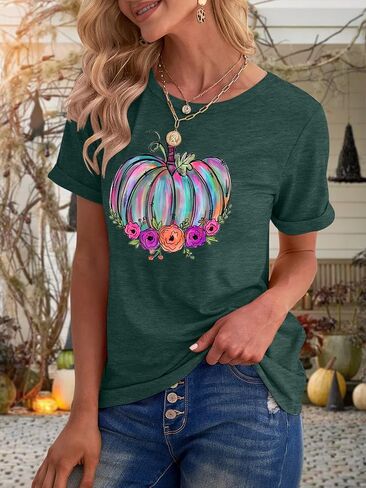 Momster T Shirt Women Funny Halloween Spider Bat Graphic Tee Casual Mom Ster Letter Print Fall Pumpkin Tops in Saudi Arabia