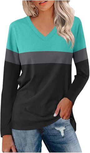 Womens Plus Size Tops Trendy Dressy Block Color Long Sleeve Blouses Fall Fashion Work Shirts Clothing Outfits 2025 in Kuwait