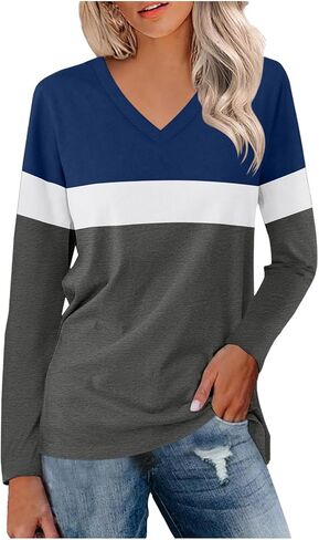 Womens Plus Size Tops Trendy Dressy Block Color Long Sleeve Blouses Fall Fashion Work Shirts Clothing Outfits 2025 in Kuwait