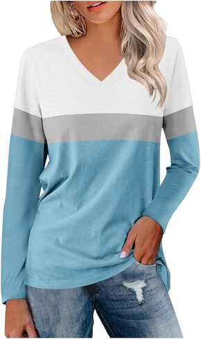 Womens Plus Size Tops Trendy Dressy Block Color Long Sleeve Blouses Fall Fashion Work Shirts Clothing Outfits 2025 in Kuwait