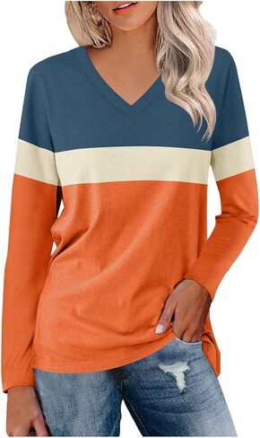 Womens Plus Size Tops Trendy Dressy Block Color Long Sleeve Blouses Fall Fashion Work Shirts Clothing Outfits 2025 in Kuwait