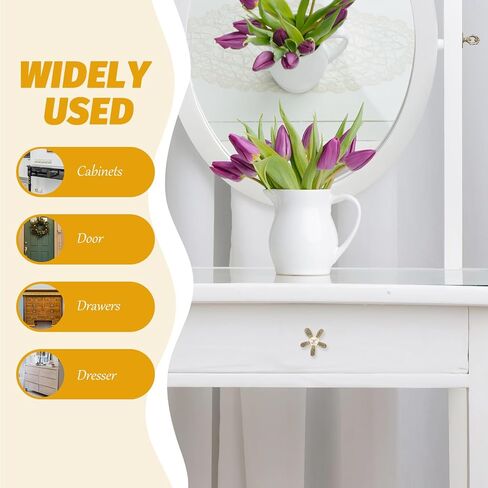 Cabilock 4pcs Flower Knobs for Dresser: Gold Floral Cabinet Knobs with Rhinestone - Single Hole Drawer Pulls for Dressers Wardrobes and Cupboards in Saudi Arabia