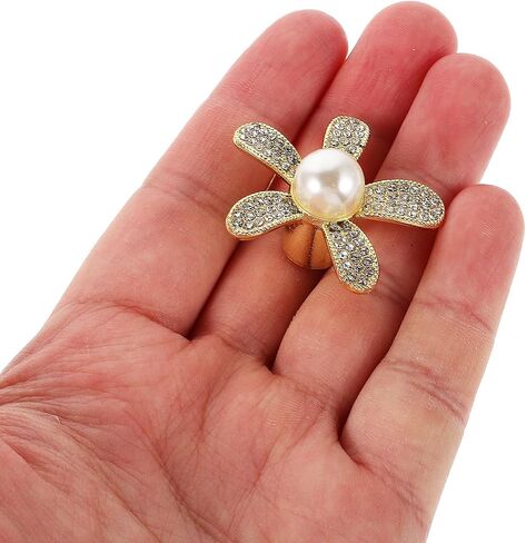 Cabilock 4pcs Flower Knobs for Dresser: Gold Floral Cabinet Knobs with Rhinestone - Single Hole Drawer Pulls for Dressers Wardrobes and Cupboards in Saudi Arabia