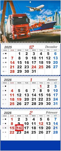 Wall Calendar 2024 Calendar 3 Month Display Large wall calendar with Thick Paper 33" x 13" Dec 2023 - Jan 2025 Vertical Calendar Perfect for Your Busy Schedule(Truck) in Kuwait