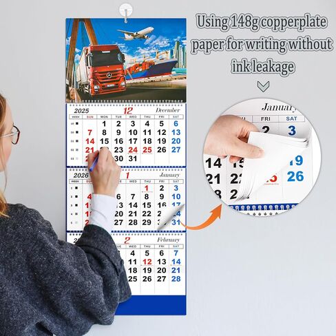 Wall Calendar 2024 Calendar 3 Month Display Large wall calendar with Thick Paper 33" x 13" Dec 2023 - Jan 2025 Vertical Calendar Perfect for Your Busy Schedule(Truck) in Kuwait