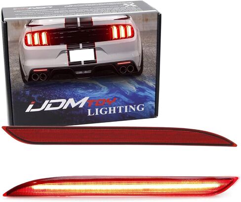 iJDMTOY عدسة مدخنة 36-SMD مصابيح عاكسة للضوء LED حمراء متوافقة مع 2015-2017 Ford Mustang، تعمل كمصابيح خلفي/فرامل أو ضباب خلفي in Saudi Arabia
