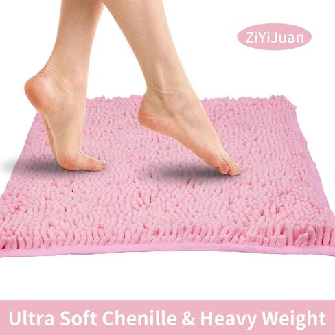 ZiYiJuan Bathroom Rugs, Super Absorbent Luxury Shaggy Chenille Bath Mats, Pink 20x20_17x24_20x32 in Saudi Arabia
