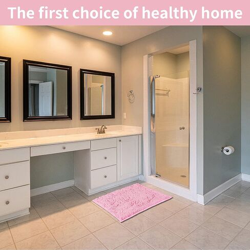 ZiYiJuan Bathroom Rugs, Super Absorbent Luxury Shaggy Chenille Bath Mats, Pink 20x20_17x24_20x32 in Saudi Arabia