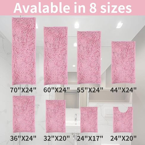 ZiYiJuan Bathroom Rugs, Super Absorbent Luxury Shaggy Chenille Bath Mats, Pink 20x20_17x24_20x32 in Saudi Arabia