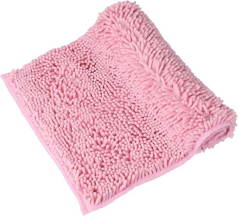 ZiYiJuan Bathroom Rugs, Super Absorbent Luxury Shaggy Chenille Bath Mats, Pink 20x20_17x24_20x32 in Saudi Arabia