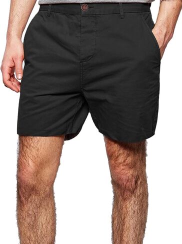 Mens Flat-Front Shorts 5.5" Inseam Slim Fit 100% Cotton Lightweight in Saudi Arabia