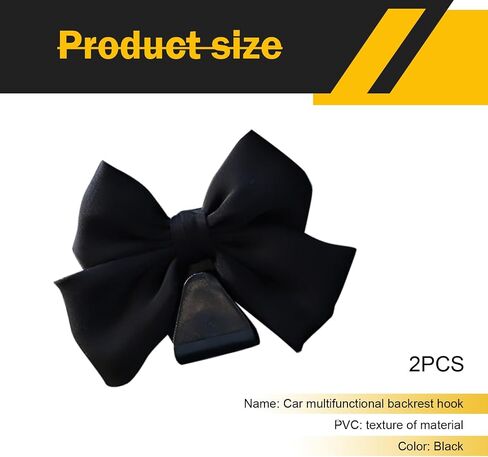 2 PCS Car Bag Hooks, Cute Bow Car Purse Hook, Car Seat Headrest Hooks, Auto Purse Hook Hanger Interior Decoration Accessories, Car Rear Seat Storage Hooks for Girls Womens (Black# Leather) in Saudi Arabia