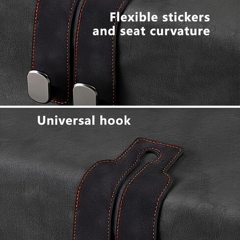 Car Hooks for Headrest, Leather Car Gadget Hook Organizer, Suitable for Most Seat Back Storage, for Hanging Bags, Space-Saving(Black) in Saudi Arabia