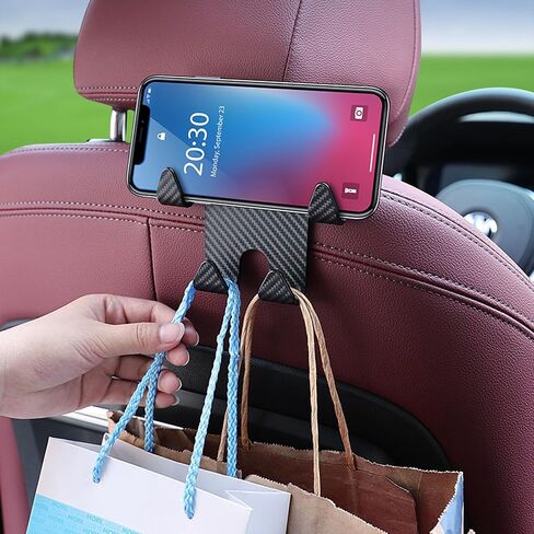 Car Seat Headrest Hook, Auto Durable Backseat Hangers Storage Organizer, Multifunctional Car Bag Hook for Purse, Grocery Bags, Handbag (Black) in Saudi Arabia