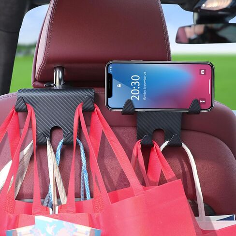 Car Seat Headrest Hook, Auto Durable Backseat Hangers Storage Organizer, Multifunctional Car Bag Hook for Purse, Grocery Bags, Handbag (Black) in Saudi Arabia