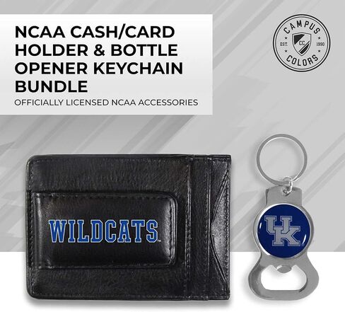 Siskiyou School Logo Leather Card/Cash Holder and Bottle Opener Keychain Bundle, Game Day Fan Accessories (Michigan Wolverines - Black) in Saudi Arabia