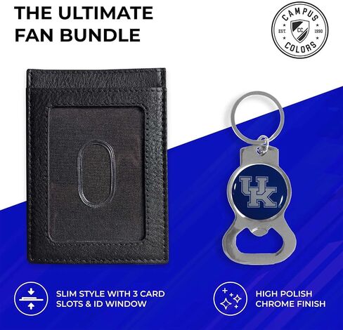 Siskiyou School Logo Leather Card/Cash Holder and Bottle Opener Keychain Bundle, Game Day Fan Accessories (Michigan Wolverines - Black) in Saudi Arabia