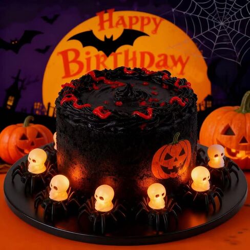 12PCS Halloween Spider Tea Lights Decoration, Flameless LED Candle Holder Lights for Halloween Party Table Home Spooky Decor in Saudi Arabia