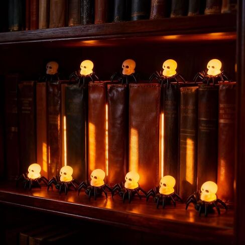 12PCS Halloween Spider Tea Lights Decoration, Flameless LED Candle Holder Lights for Halloween Party Table Home Spooky Decor in Saudi Arabia