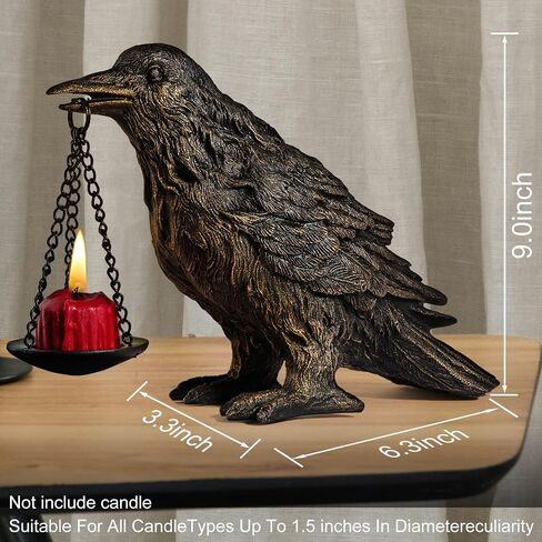 الغراب القوطية ديكور المنزل وهمية الغراب حامل مصباح الغراب مصباح Tealight شمعة حامل الراتنج تمثال الغراب يرتدي الذهب 2 قطعة in Kuwait