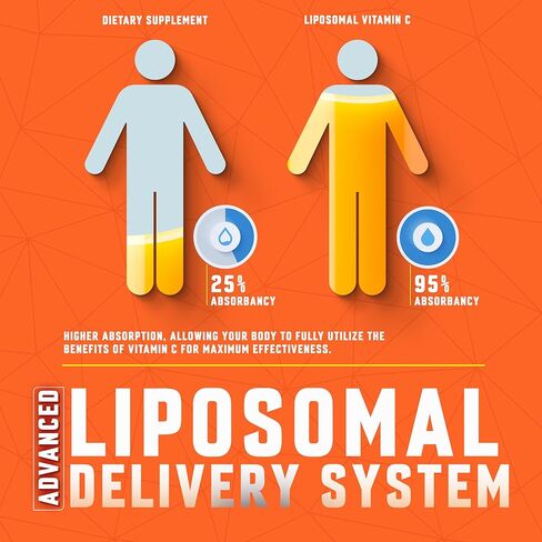 سائل فيتامين C الشحمي 6000 مجم - مكمل سائل C عالي الامتصاص لدعم المناعة ومضادات الأكسدة وصحة الجلد - غير معدل وراثيًا، نباتي، تركيبة لطيفة - 2 أونصة سائلة in Kuwait