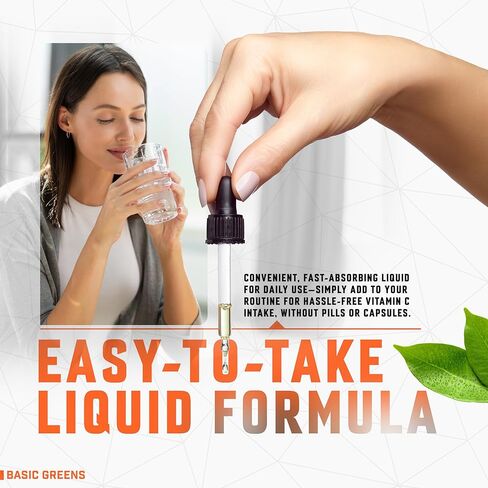 سائل فيتامين C الشحمي 6000 مجم - مكمل سائل C عالي الامتصاص لدعم المناعة ومضادات الأكسدة وصحة الجلد - غير معدل وراثيًا، نباتي، تركيبة لطيفة - 2 أونصة سائلة in Kuwait