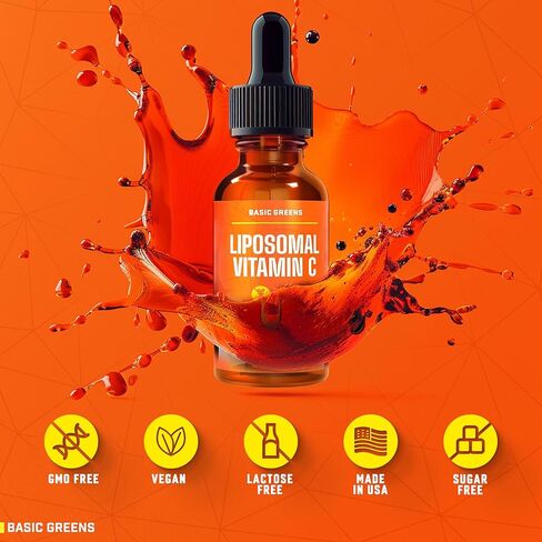 سائل فيتامين C الشحمي 6000 مجم - مكمل سائل C عالي الامتصاص لدعم المناعة ومضادات الأكسدة وصحة الجلد - غير معدل وراثيًا، نباتي، تركيبة لطيفة - 2 أونصة سائلة in Kuwait