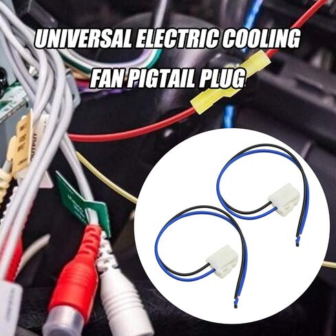 2 Pcs Universal Electric Cooling Fan Pigtail Plug, Automotive 2 Terminal Replacement Electrical Harness Connector in Saudi Arabia