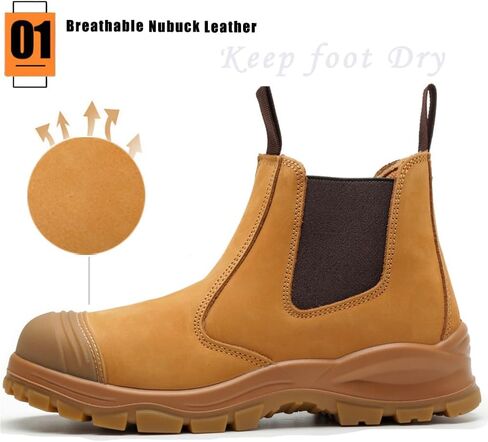 6" Men's Steel Toe Work Boots Protective Shoes Industrial Mining Boots Construction Leather Boots Water Oil Resistant working Shoes Water Oil Resistant Safety Shoes in Saudi Arabia