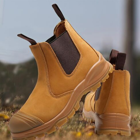 6" Men's Steel Toe Work Boots Protective Shoes Industrial Mining Boots Construction Leather Boots Water Oil Resistant working Shoes Water Oil Resistant Safety Shoes in Saudi Arabia