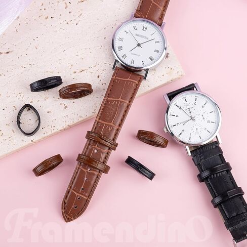 Framendino, 20 Pack Leather Watch Band Keeper Holder Loop Replacement Retainer Rings for 20mm 22mm Strap (Black/Brown) in Saudi Arabia