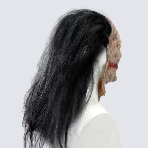 Scary Zombie Mask Realistic Old Man Mask with Hair Halloween Creepy Full Head Devil Cosplay Party Props in Kuwait