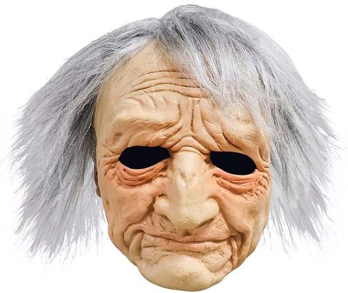 Old Man Mask with Silver Hair, Realistic Wrinkle Human Head Grandfather Grandpa Latex Mask Cosplay Halloween Props in Saudi Arabia