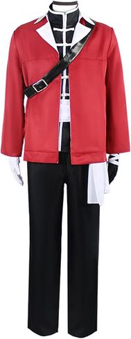 Mens Cosplay Costume Complete Set, with Gloves and Braces Red Jacket Outfit, Suitable for Halloween in Saudi Arabia