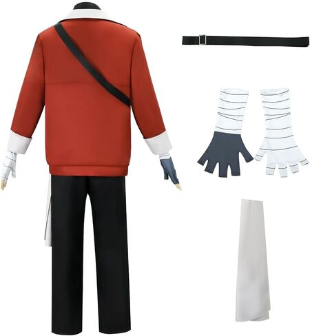 Mens Cosplay Costume Complete Set, with Gloves and Braces Red Jacket Outfit, Suitable for Halloween in Saudi Arabia