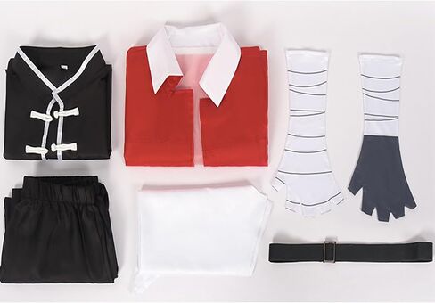 Mens Cosplay Costume Complete Set, with Gloves and Braces Red Jacket Outfit, Suitable for Halloween in Saudi Arabia