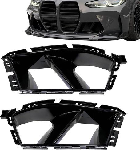 SecosAutoparts 2Pcs Front Bumper Air Vent Duct Cover, Glossy Black, Fit for BMW G80 M3, G82 G83 M4 2021-2024 3.0L l6, Front Grill Air Duct Decoration Fog Light Cover in Saudi Arabia