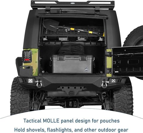 Hooke Road Roll Bar Storage MOLLE Panel Trunk Cargo Rack Shelf for 2007-2018 Jeep Wrangler JK Unlimited 4-Door Hardtop in Saudi Arabia