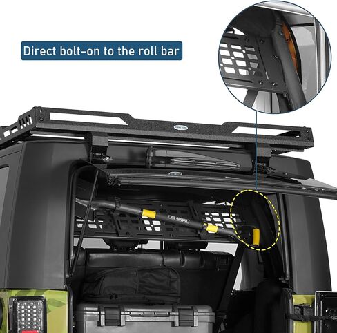 Hooke Road Roll Bar Storage MOLLE Panel Trunk Cargo Rack Shelf for 2007-2018 Jeep Wrangler JK Unlimited 4-Door Hardtop in Saudi Arabia