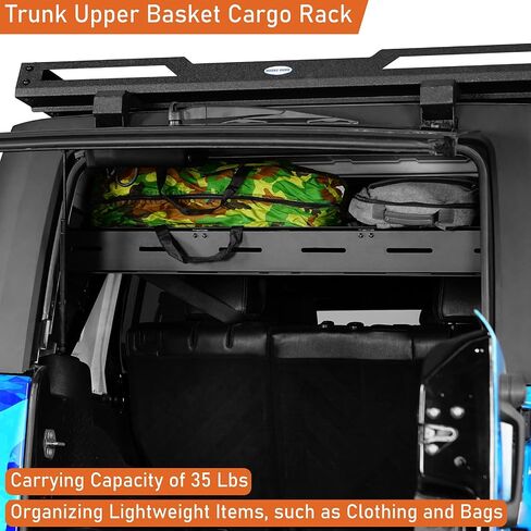 Hooke Road JKU Trunk Upper Cargo Rack Basket for 2007-2018 Jeep Wrangler JK Unlimited 4-Door Hardtop, Interior Luggage Carrier Storage Tray Shelf Platform in Saudi Arabia