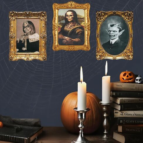 3D Changing Face Moving Portrait - Halloween Wall Decor Scary Pictures Frame for Haunted Mansion House Party Indoor Decoration-4 Pack in Saudi Arabia
