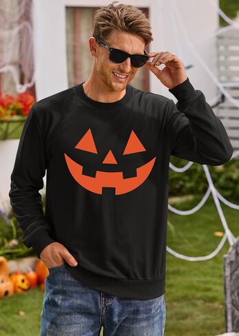 Arvilhill Men's Jack O' Lantern Sweatshirt Skeleton Crewneck Pullover (S-3XL) in Saudi Arabia