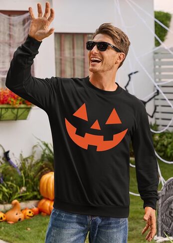 Arvilhill Men's Jack O' Lantern Sweatshirt Skeleton Crewneck Pullover (S-3XL) in Saudi Arabia