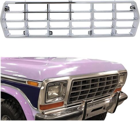 HECASA Front Grille Compatible with 1978-1979 Ford Bronco F100 F150 F250 F350 Replacement for FO1200111 D8TZ8150C Grill Insert Frame Trim Cover Chrome Silvery in Saudi Arabia