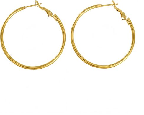Gold Hoop Earrings for Women,Hypoallergenic Surgical Steel Hoop Earrings 30mm,925 Sterling Silver Post, Classic Hoops Everyday Wear in Saudi Arabia