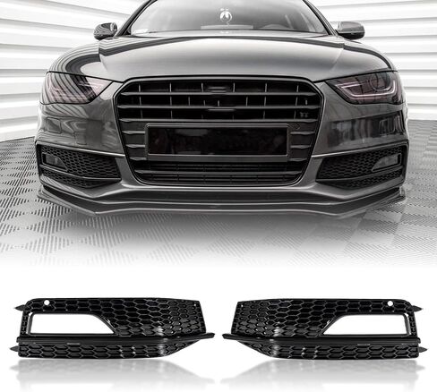 غطاء خفيف للضباب للسائق الأمامي وجانب الراكب متوافق مع Audi A4 S-line S4 2013 2014 2015، شبكة إطار مصباح الضباب تحل محل 8K0807682M، 8K0807681L in Kuwait